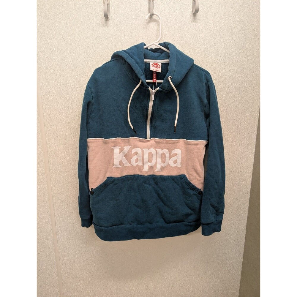 Kappa Authentic Hoodie unisex XL Green Pink Baggy Colorblock Streetwear Gorpcore